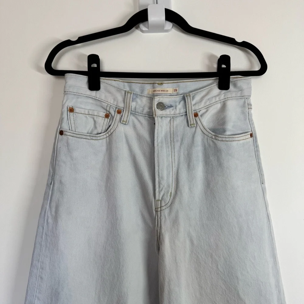 Levi's Women's Sky Blue Wide Leg Jeans - Picture 2 of 13